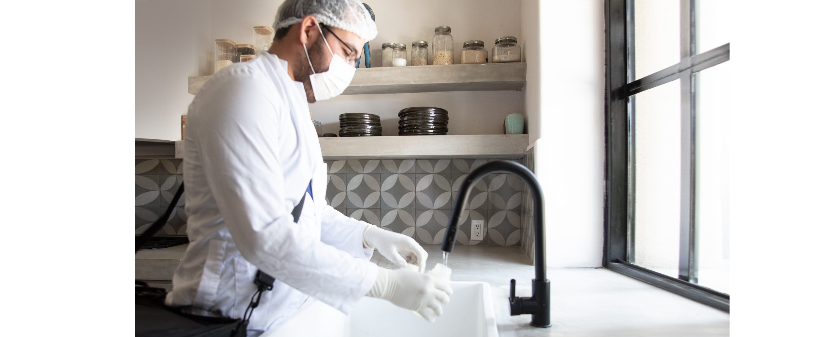 Certified laboratory testing water at the tap